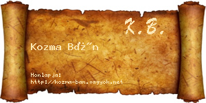 Kozma Bán névjegykártya