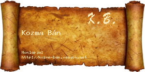 Kozma Bán névjegykártya
