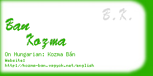ban kozma business card