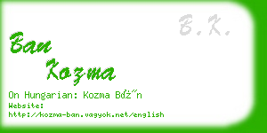 ban kozma business card